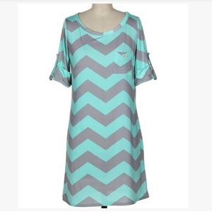 Mint/Grey Front Pocket Shirt Dress